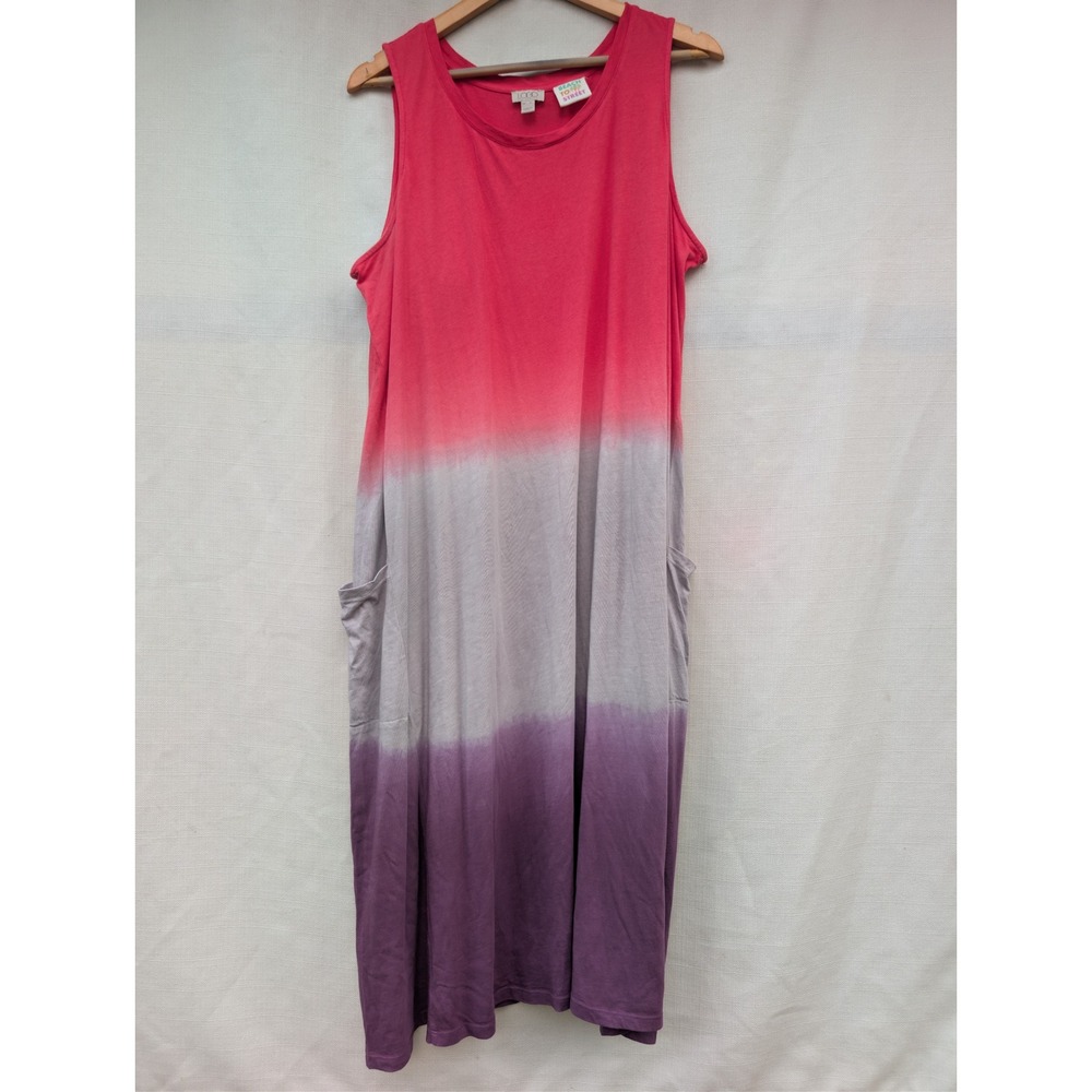Logo Lori Goldstein Lada Maxi Dress Womens XL Ombre Coastal Resort Lagenlook